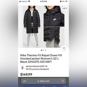 Nike Therma-fit Repel down fill hooded jacket. Women’s size Medium